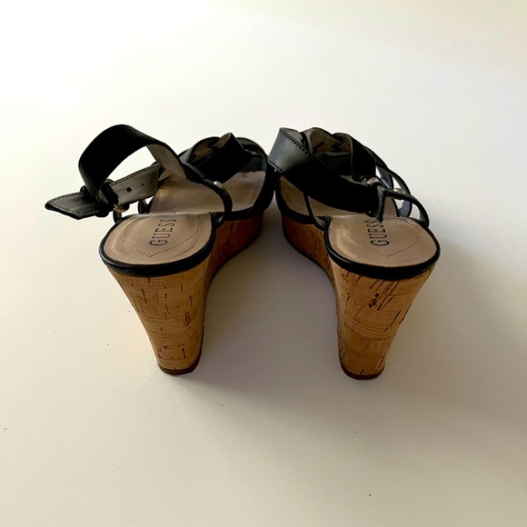 Guess Black Strappy Wedges Size 9 - Picture 4 of 5